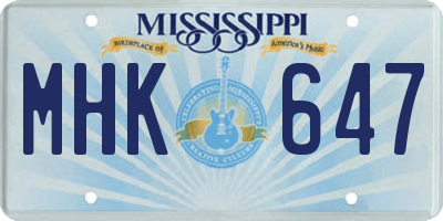 MS license plate MHK647