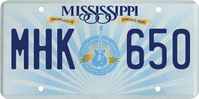 MS license plate MHK650