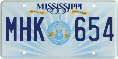 MS license plate MHK654
