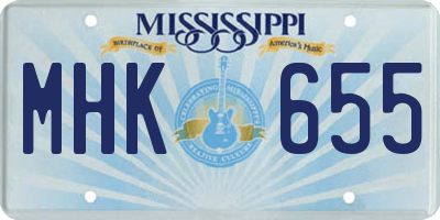 MS license plate MHK655