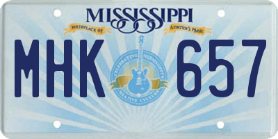 MS license plate MHK657