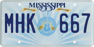 MS license plate MHK667