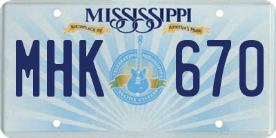 MS license plate MHK670