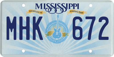 MS license plate MHK672