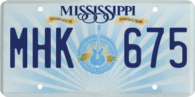MS license plate MHK675