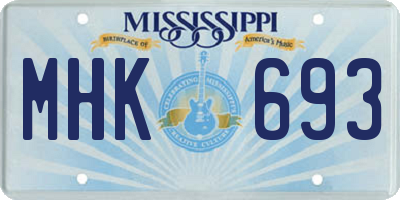 MS license plate MHK693