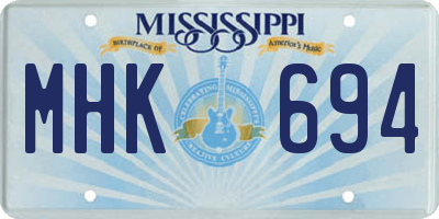 MS license plate MHK694