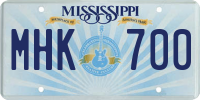 MS license plate MHK700
