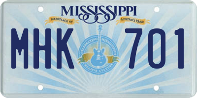 MS license plate MHK701
