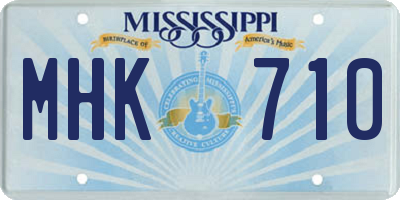 MS license plate MHK710