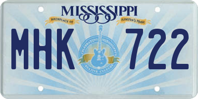 MS license plate MHK722