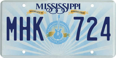 MS license plate MHK724