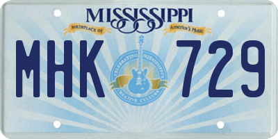 MS license plate MHK729
