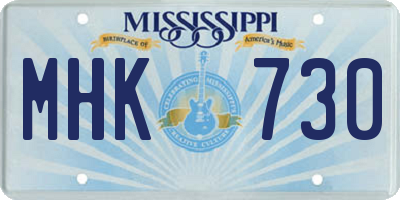 MS license plate MHK730