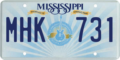 MS license plate MHK731