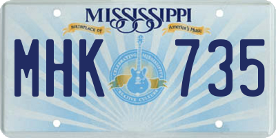 MS license plate MHK735