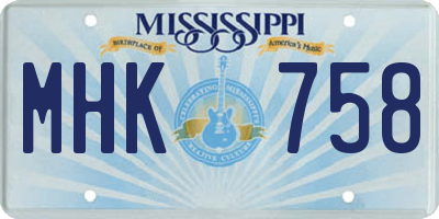 MS license plate MHK758