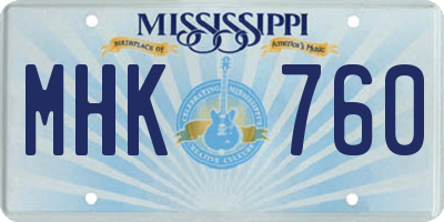 MS license plate MHK760