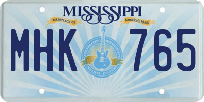 MS license plate MHK765