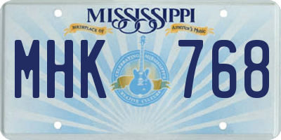 MS license plate MHK768