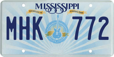 MS license plate MHK772