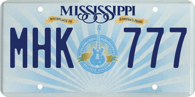 MS license plate MHK777