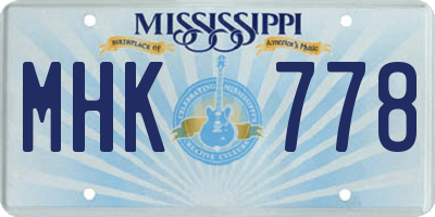 MS license plate MHK778