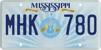 MS license plate MHK780