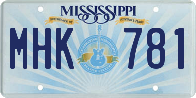 MS license plate MHK781