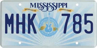 MS license plate MHK785