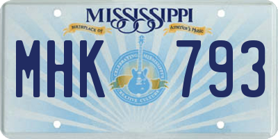 MS license plate MHK793