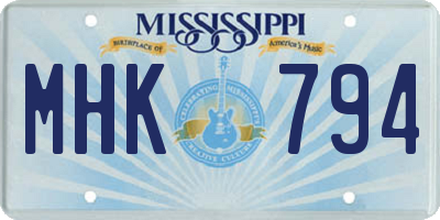 MS license plate MHK794