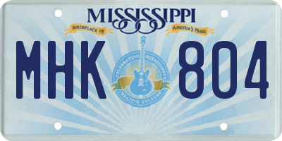 MS license plate MHK804