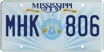 MS license plate MHK806