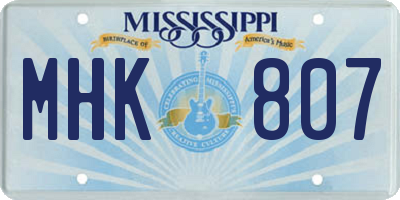 MS license plate MHK807