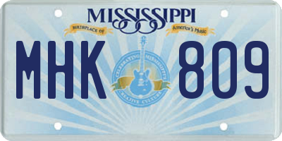 MS license plate MHK809