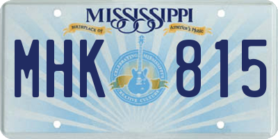 MS license plate MHK815