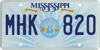 MS license plate MHK820