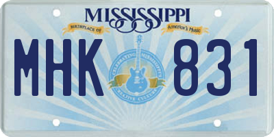 MS license plate MHK831