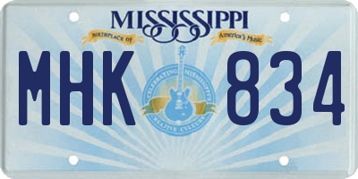 MS license plate MHK834
