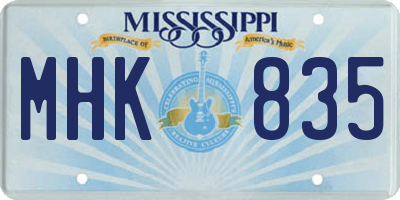 MS license plate MHK835