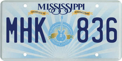 MS license plate MHK836
