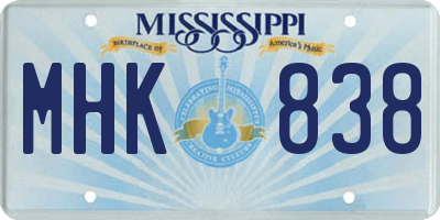 MS license plate MHK838
