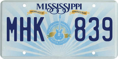 MS license plate MHK839
