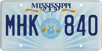 MS license plate MHK840
