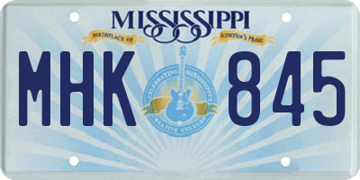 MS license plate MHK845