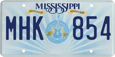 MS license plate MHK854