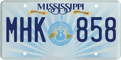 MS license plate MHK858