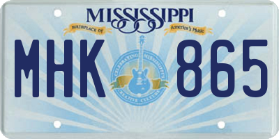 MS license plate MHK865