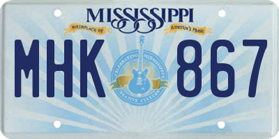 MS license plate MHK867